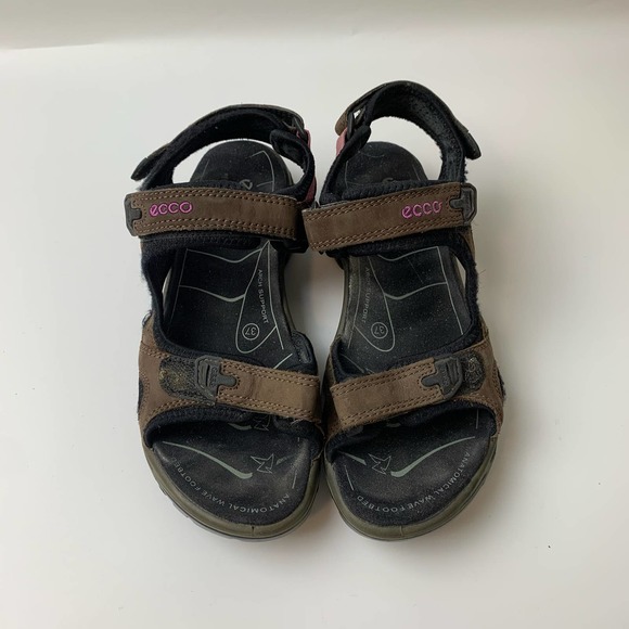 Ecco Sandals Size 37 Brown Pink Arch Support Anatomical Wave Footbed - Picture 9 of 11